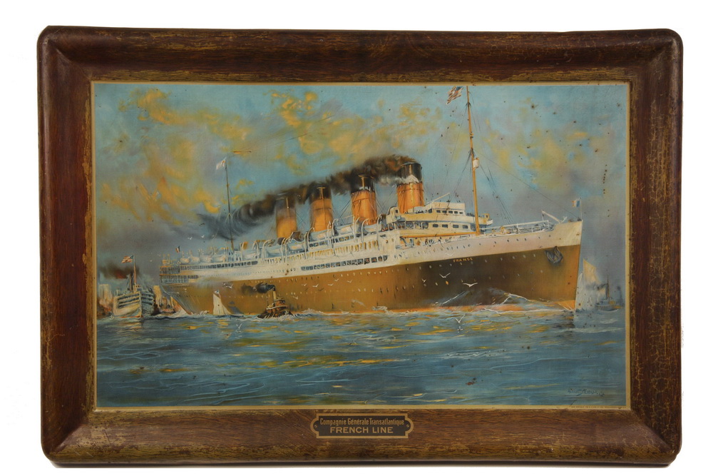 TIN LITHO OCEAN LINER ADVERTISEMENT
