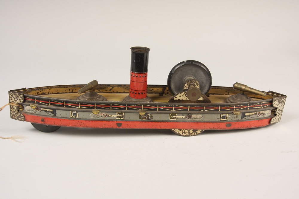 TIN LITHO TOY BOAT - Tin Litho