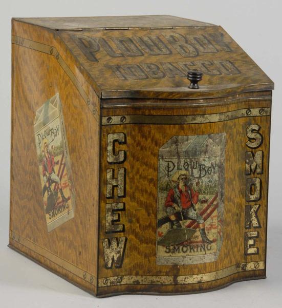 Tin Plow Boy Tobacco Bin. 