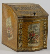 Tin Plow Boy Tobacco Bin. <br