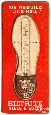 TIN SHOE ADVERTISING THERMOMET