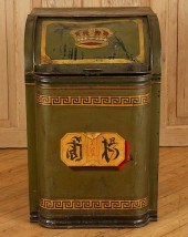 TIN TOLE DECORATED HAMPER WITH