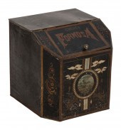TIN TOLEWARE TEA BIN 19TH CENT