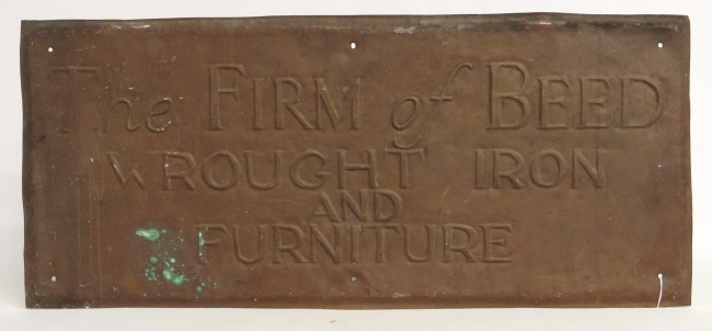 Tin trade sign ''The Firm of Beed