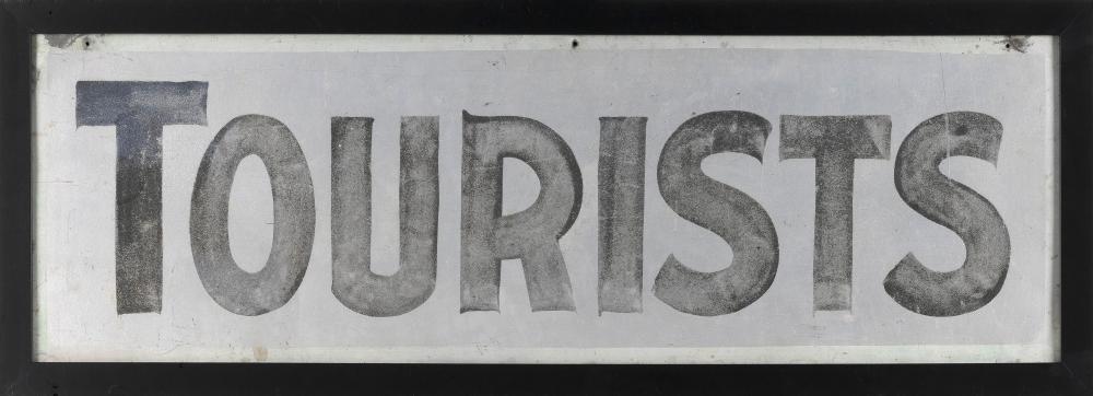 TIN TRADE SIGN "TOURISTS" LATE
