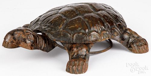 TIN TURTLE SPITTOON, CA. 1900Tin