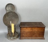 TIN WALL SCONCE & CHERRY WOOD