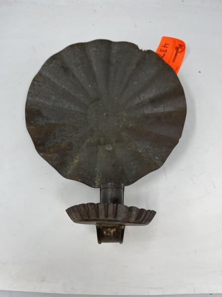 TIN WALL SCONCE SCALLOPED SHIELD