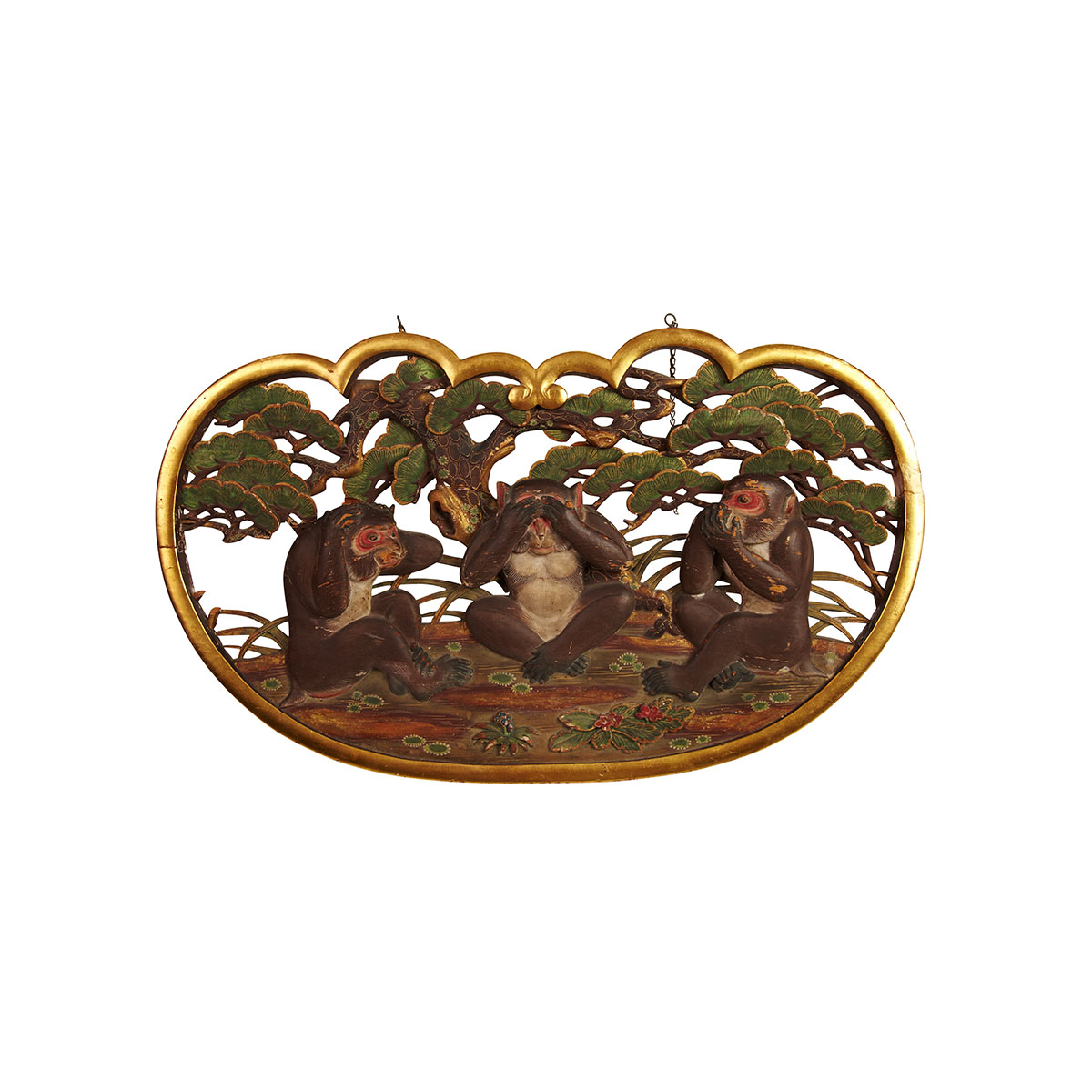 Tinted Wood Monkey Keman Panel 19th
