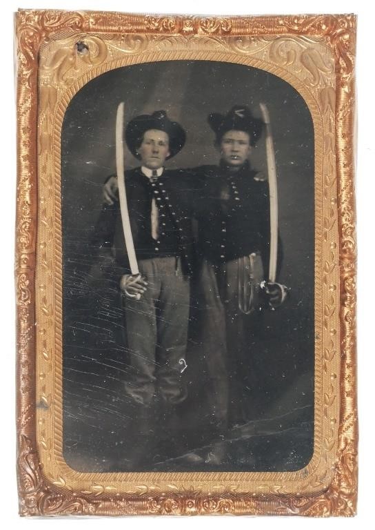 TINTYPE, 2 SOLDIERS W/ CAVALRY