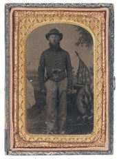 TINTYPE, CIVIL WAR SOLDIER W/