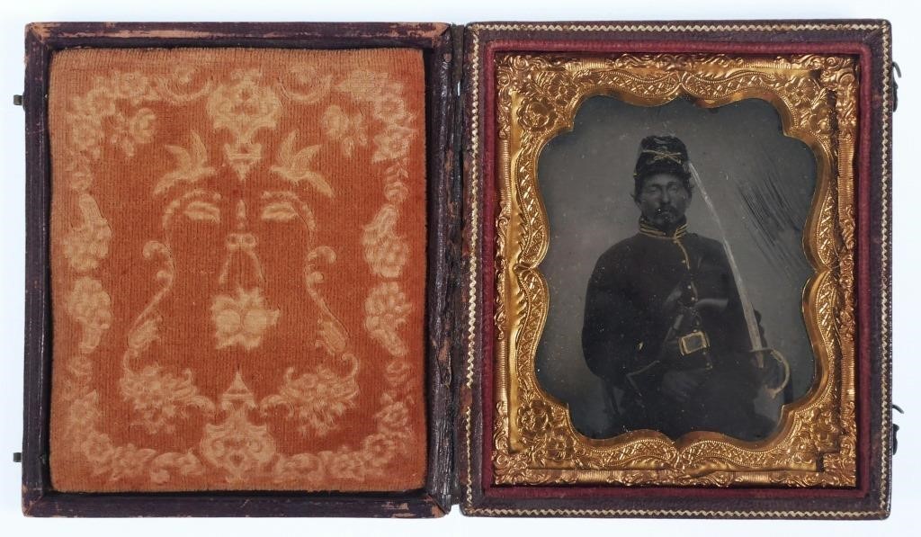 TINTYPE, SOLDIER W/ COLT PISTOL &