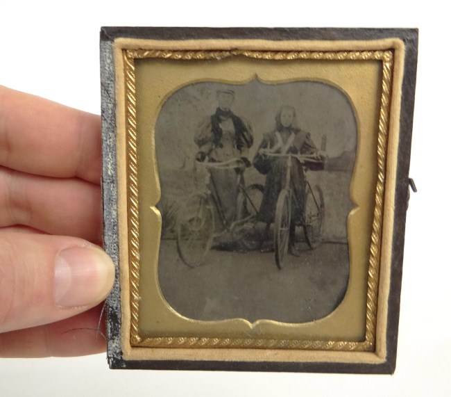 Tintype with cyclists 3'' x 2