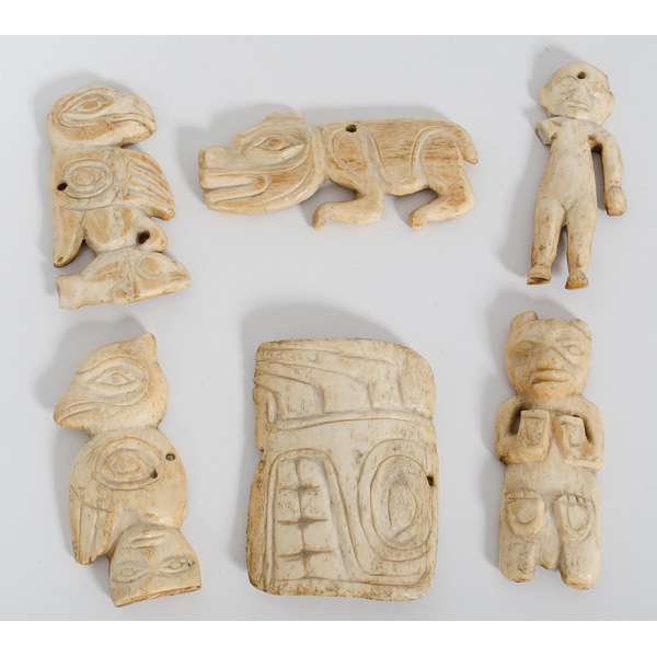 Tlingit Bone Amulets lot of 6