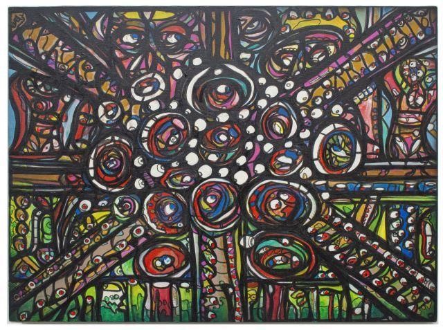 T.M. WELLS ABSTRACT PAINTING ON