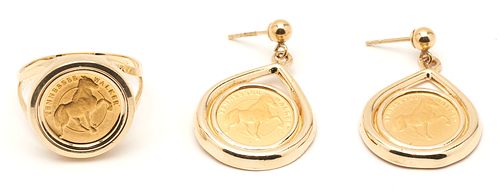 TN WALKING HORSE GOLD COIN RING &