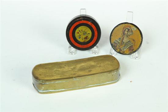 TOBACCO BOX AND TWO SNUFF BOXES. 