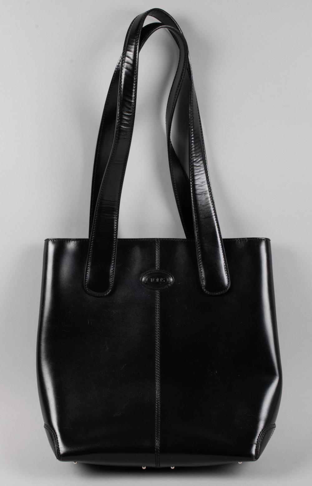 TOD'S BLACK LEATHER HANDBAGkhaki