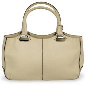 TODS IVORY WHITE LEATHER BAGDE