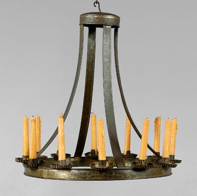 Tole 12-light chandelier, tinned