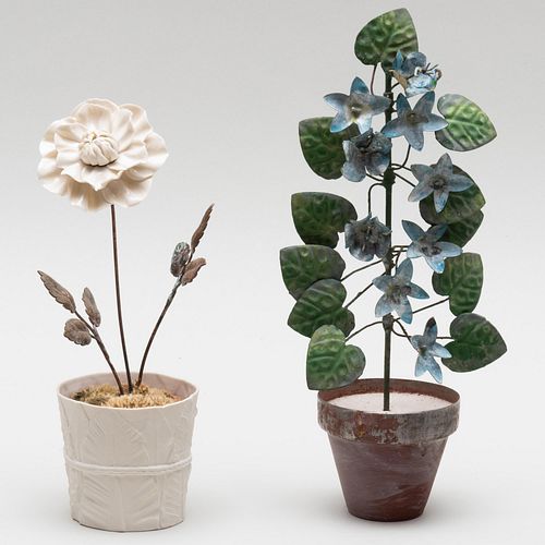 TOLE AND A PORCELAIN MODEL OF