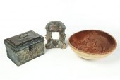 TOLE BOX  TURNED BOWL AND MIRR