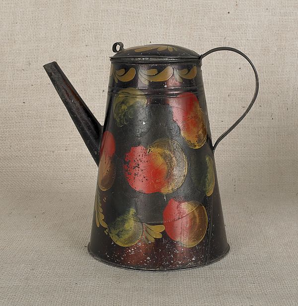 Tole coffeepot 19th c. with an