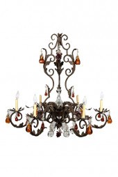 TOLE & COLORED CRYSTAL CHANDEL