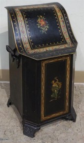 TOLE DECORATED COAL BIN, HEIGH