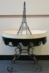 TOLE DECORATED TRAY ON STAND,