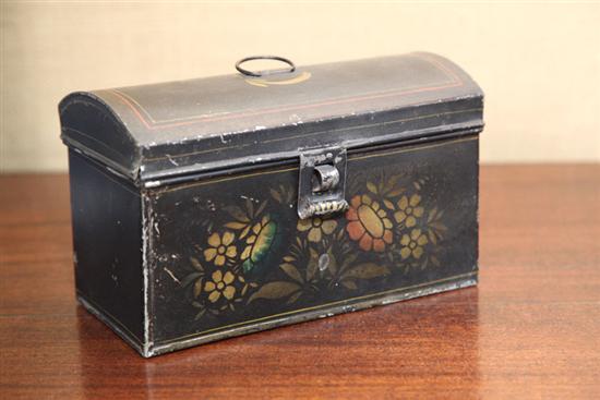 TOLE DOCUMENT BOX. Black painted