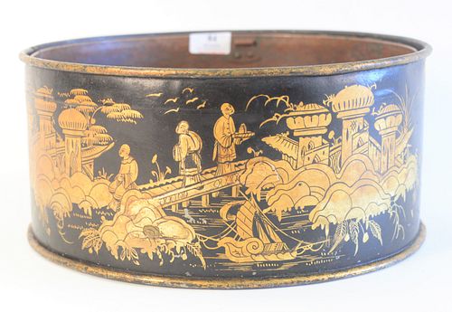 TOLE GILT DECORATED CACHEPOT,