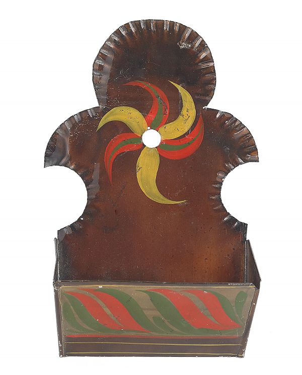 Tole hanging match holder 20th c.