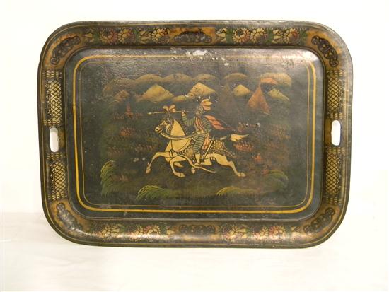 Tole tray  oblong  stenciled