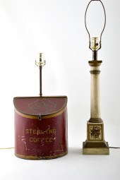 Toleware box and candlestick c