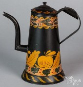 TOLEWARE COFFEE POT, 19TH, 10"