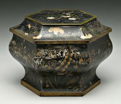 Toleware spice box, hexagonal