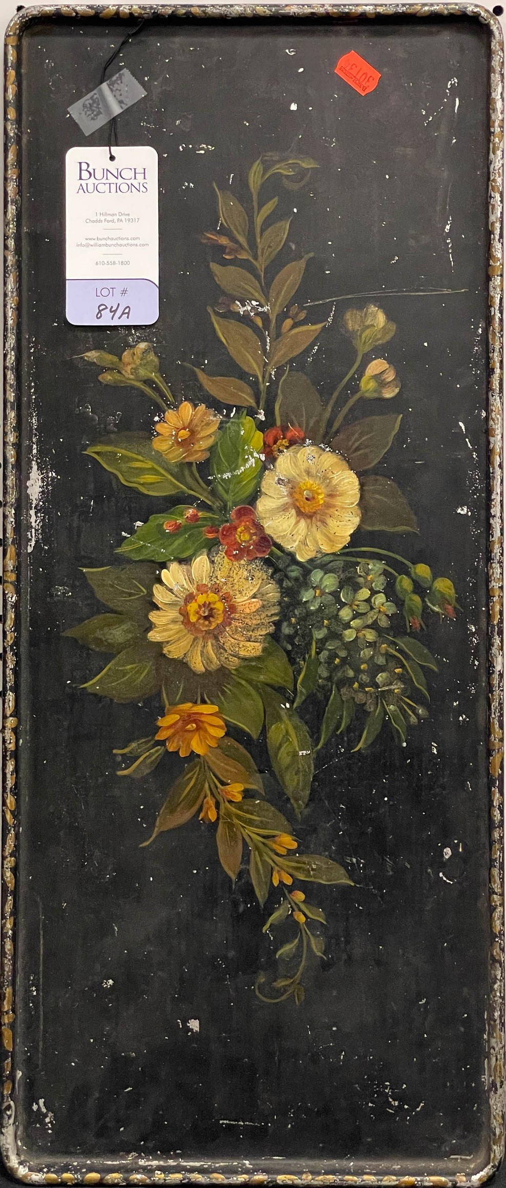 Toleware tray, floral decoration,