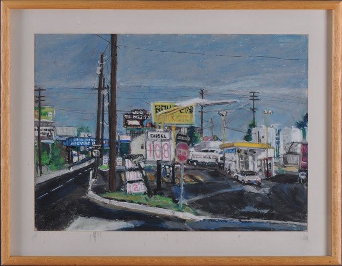 TOM BRADY: TRUCK STOP Oil pastel on