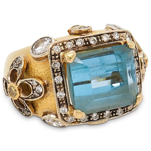TOM CASTOR 18K GOLD, AQUAMARINE AND