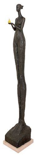 TOM CORBIN WOMAN WITH PEAR BRONZE