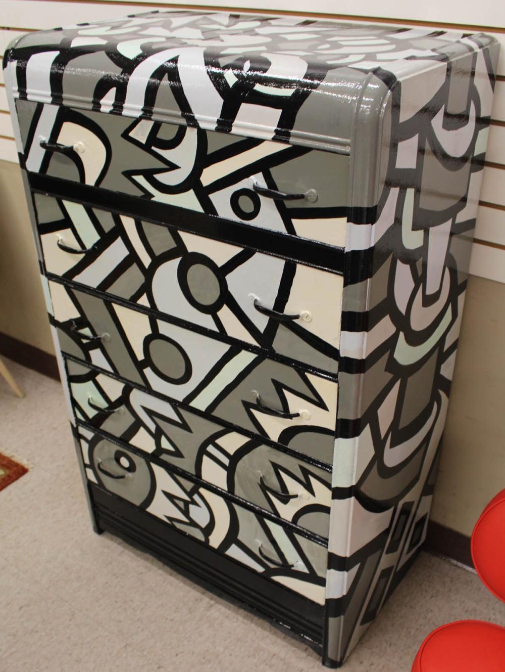 TOM CRAMER PAINT DECORATED CHESTTOM