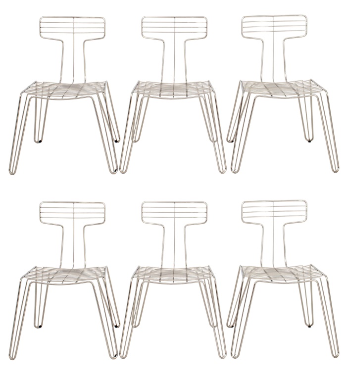TOM DIXON WIRE CHAIRS, 6 Tom
