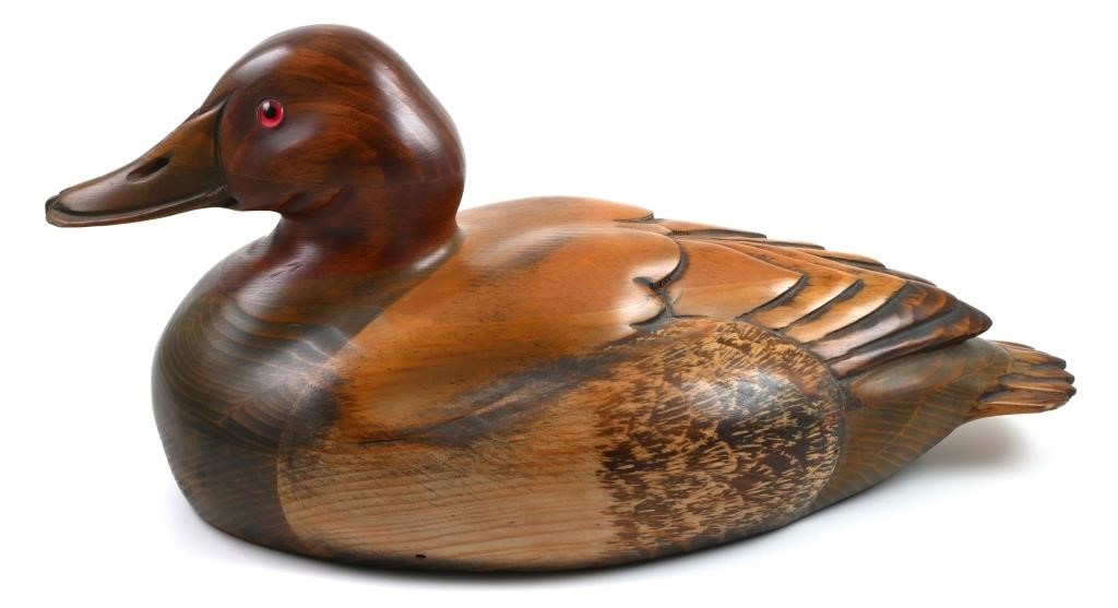 TOM TABER CARVED REDHEAD DUCK