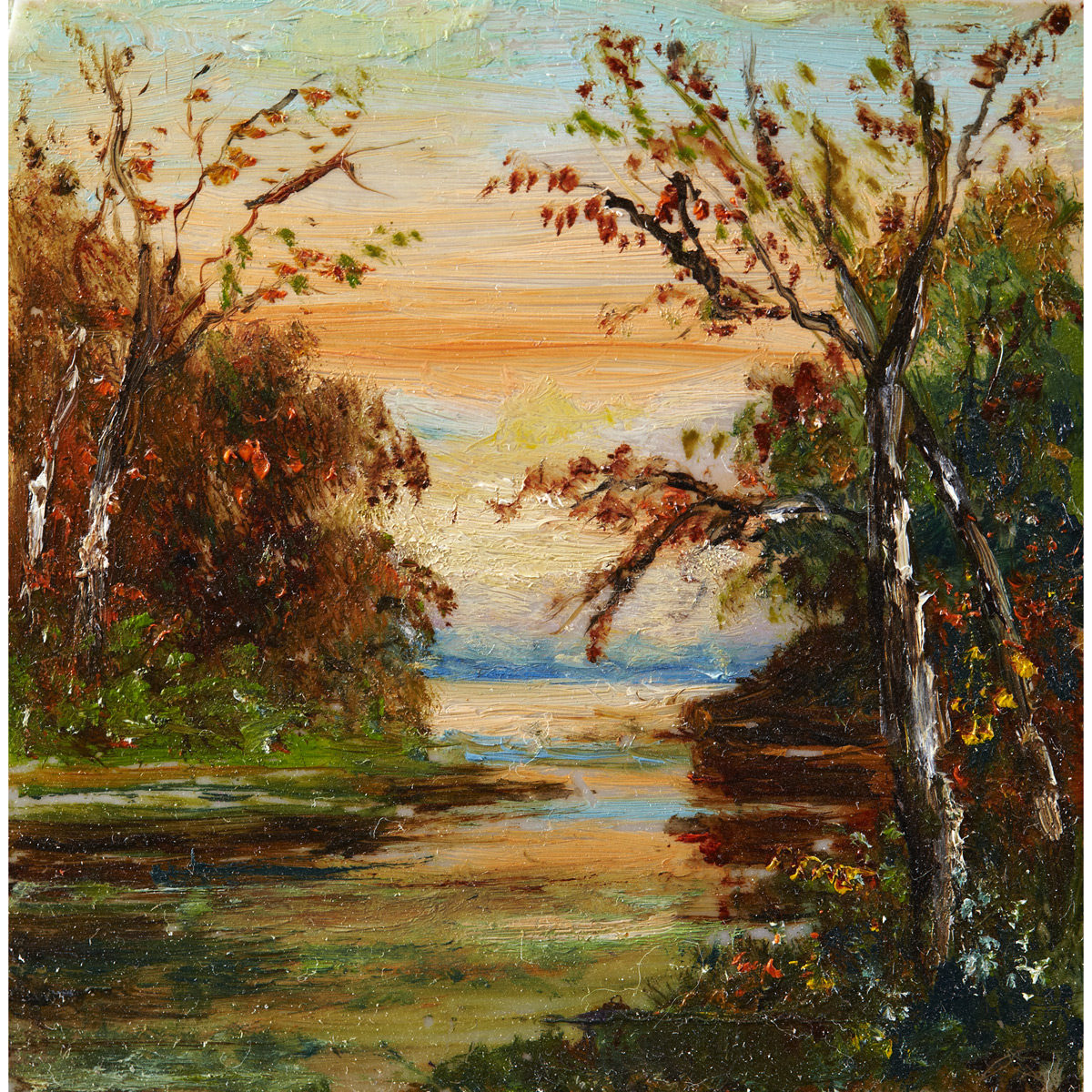 TOM THOMSON RIVER SCENE Medium: oil