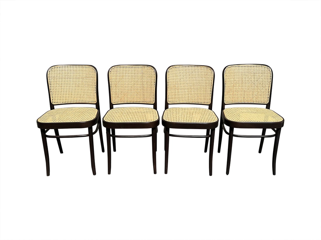 TON CANED DINING CHAIRS, SET OF