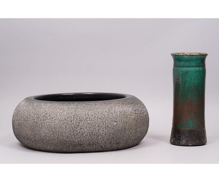Tony Evans Raku method vase and a