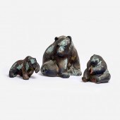 TONY EVANS THREE RAKU POTTERY