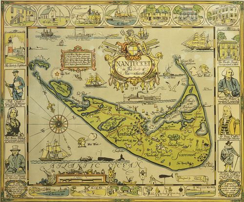 TONY SARG HAND COLORED MAP OF