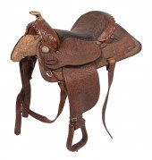 TOOLED LEATHER WESTERN SADDLE